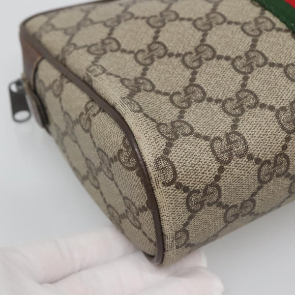 GUCCI GG Supreme Web Sherry Line Clutch Bag PVC Beige 32 014 3553 Auth hk2851