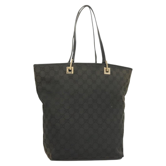 GUCCI GG Canvas Tote Bag Black Gold 002 1098 1705 Auth hk2853