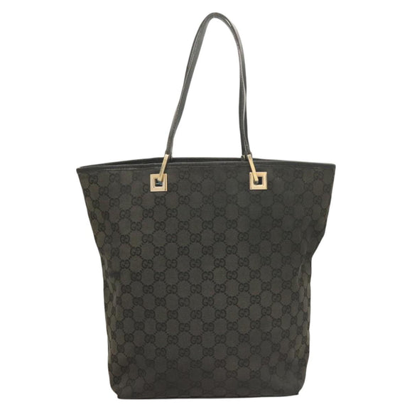 GUCCI GG Canvas Tote Bag Black Gold 002 1098 1705 Auth hk2853