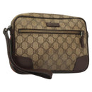 GUCCI GG Supreme Web Sherry Line Clutch Bag PVC Beige Silver 152599 Auth hk2854-1