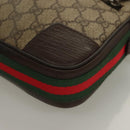 GUCCI GG Supreme Web Sherry Line Clutch Bag PVC Beige Silver 152599 Auth hk2854-15