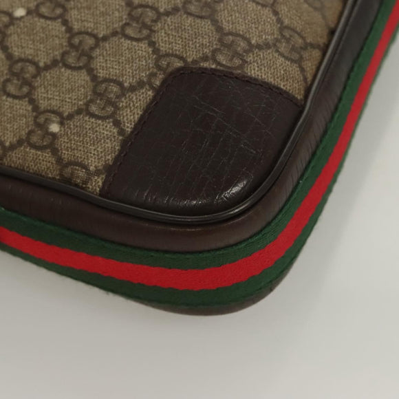 GUCCI GG Supreme Web Sherry Line Clutch Bag PVC Beige Silver 152599 Auth hk2854