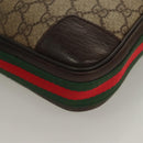 GUCCI GG Supreme Web Sherry Line Clutch Bag PVC Beige Silver 152599 Auth hk2854-17