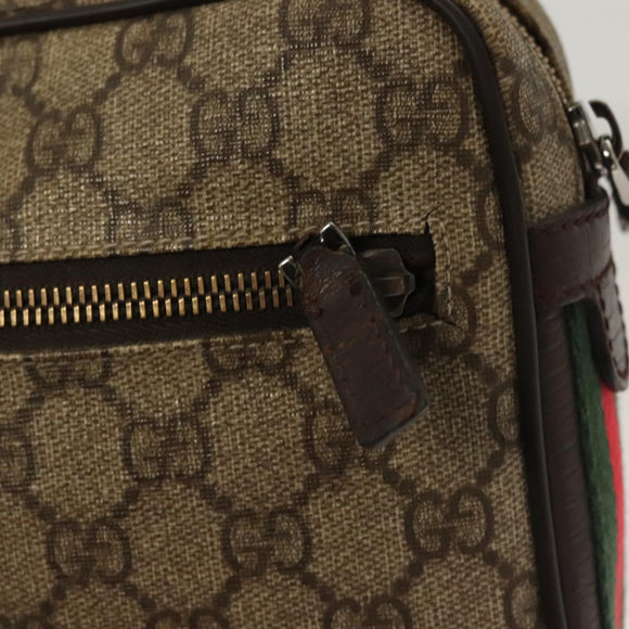 GUCCI GG Supreme Web Sherry Line Clutch Bag PVC Beige Silver 152599 Auth hk2854