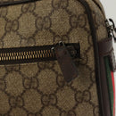 GUCCI GG Supreme Web Sherry Line Clutch Bag PVC Beige Silver 152599 Auth hk2854-19