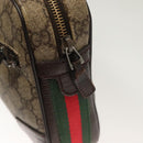 GUCCI GG Supreme Web Sherry Line Clutch Bag PVC Beige Silver 152599 Auth hk2854-9