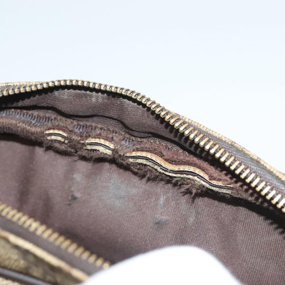 GUCCI GG Supreme Web Sherry Line Clutch Bag PVC Beige Silver 152599 Auth hk2854