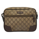 GUCCI GG Supreme Web Sherry Line Clutch Bag PVC Beige Silver 152599 Auth hk2854-2