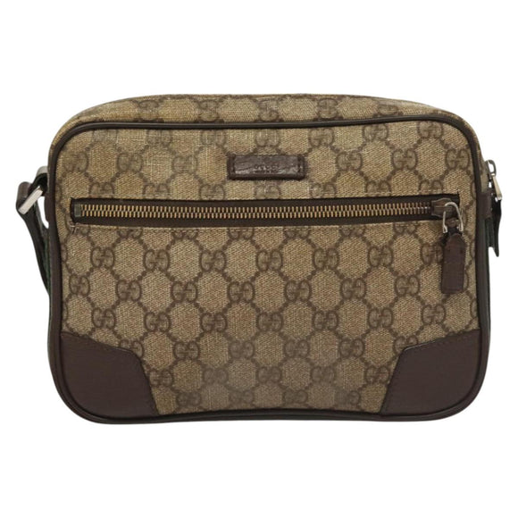 GUCCI GG Supreme Web Sherry Line Clutch Bag PVC Beige Silver 152599 Auth hk2854