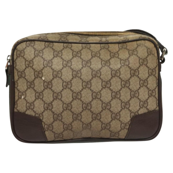 GUCCI GG Supreme Web Sherry Line Clutch Bag PVC Beige Silver 152599 Auth hk2854