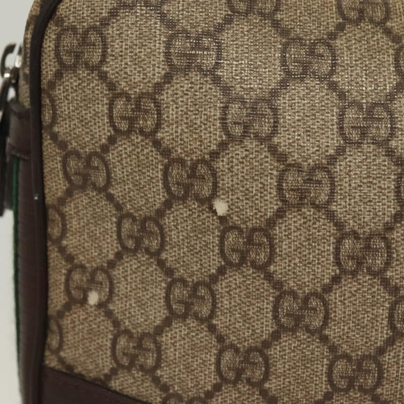 GUCCI GG Supreme Web Sherry Line Clutch Bag PVC Beige Silver 152599 Auth hk2854