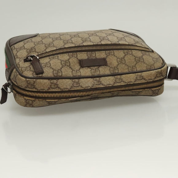 GUCCI GG Supreme Web Sherry Line Clutch Bag PVC Beige Silver 152599 Auth hk2854