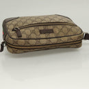 GUCCI GG Supreme Web Sherry Line Clutch Bag PVC Beige Silver 152599 Auth hk2854-6