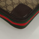 GUCCI GG Supreme Web Sherry Line Clutch Bag PVC Beige Silver 152599 Auth hk2854-9