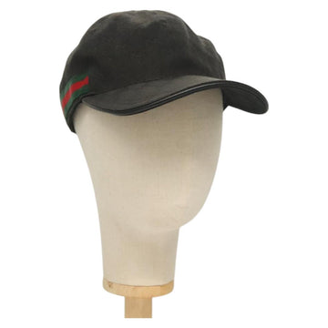GUCCI GG Canvas Web Sherry Line Cap M Black Red Green 200035 Auth hk2855