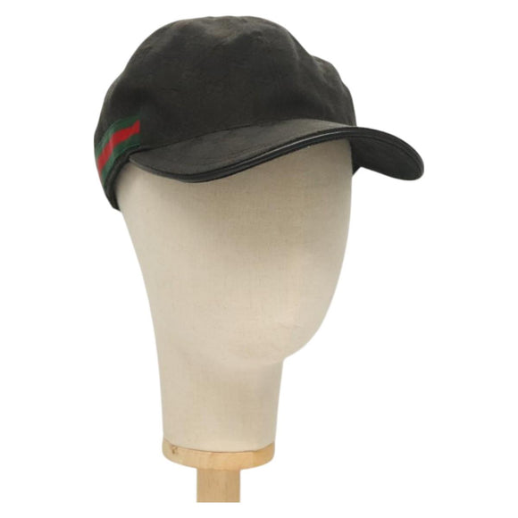 GUCCI GG Canvas Web Sherry Line Cap M Schwarz Rot Grün 200035 Auth hk2855