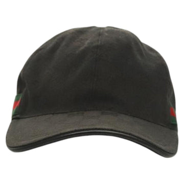 GUCCI GG Canvas Web Sherry Line Cap M Black Red Green 200035 Auth hk2855 - 0