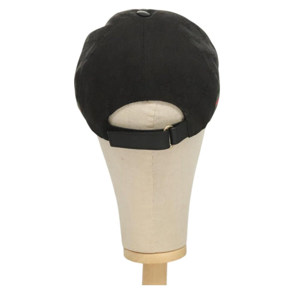 GUCCI GG Canvas Web Sherry Line Cap M Black Red Green 200035 Auth hk2855