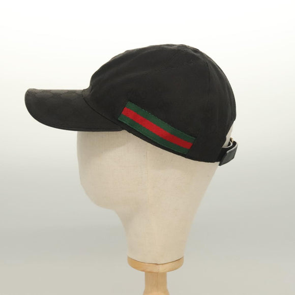 GUCCI GG Canvas Web Sherry Line Cap M Schwarz Rot Grün 200035 Auth hk2855