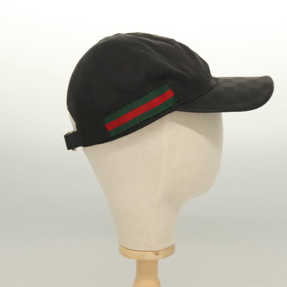 GUCCI GG Canvas Web Sherry Line Cap M Schwarz Rot Grün 200035 Auth hk2855