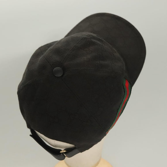 GUCCI GG Canvas Web Sherry Line Cap M Schwarz Rot Grün 200035 Auth hk2855