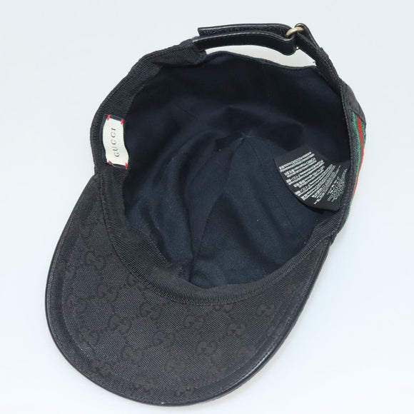 GUCCI GG Canvas Web Sherry Line Cap M Black Red Green 200035 Auth hk2855