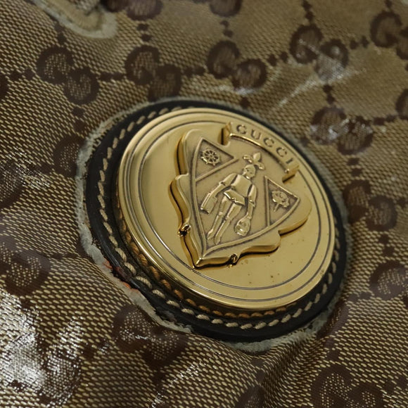 GUCCI GG Crystal Hand Bag Black Gold 197020 Auth hk2857