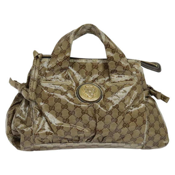 GUCCI GG Crystal Hand Bag Black Gold 197020 Auth hk2857