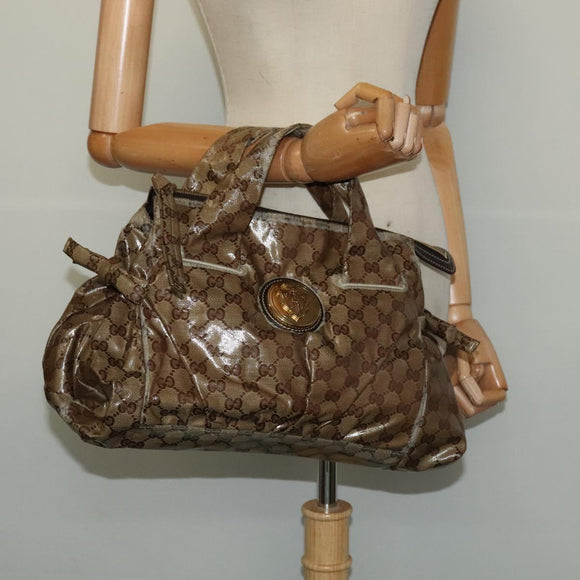 GUCCI GG Crystal Hand Bag Black Gold 197020 Auth hk2857