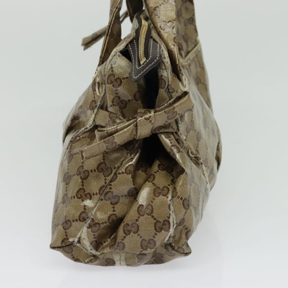 GUCCI GG Crystal Hand Bag Black Gold 197020 Auth hk2857