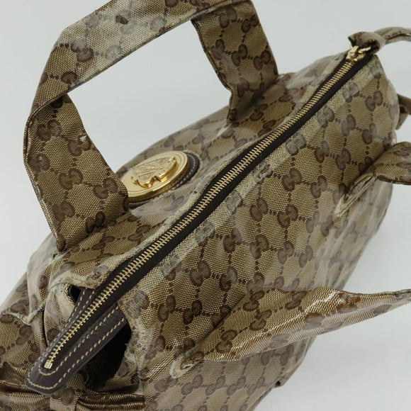 GUCCI GG Crystal Hand Bag Black Gold 197020 Auth hk2857