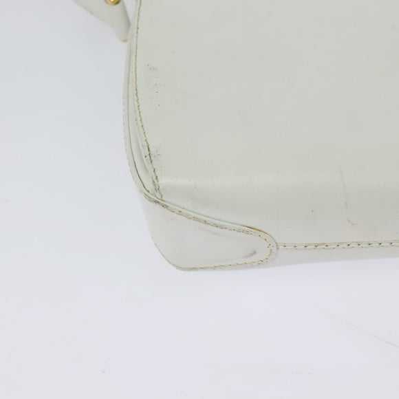 GUCCI Shoulder Bag Leather White Gold Auth hk2861