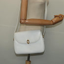 GUCCI Shoulder Bag Leather White Gold Auth hk2861-23