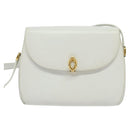 GUCCI Shoulder Bag Leather White Gold Auth hk2861-13