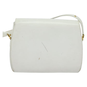 GUCCI Shoulder Bag Leather White Gold Auth hk2861 - 0