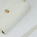 GUCCI Shoulder Bag Leather White Gold Auth hk2861-6