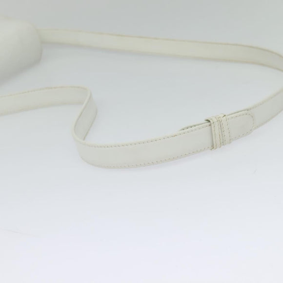 GUCCI Shoulder Bag Leather White Gold Auth hk2861