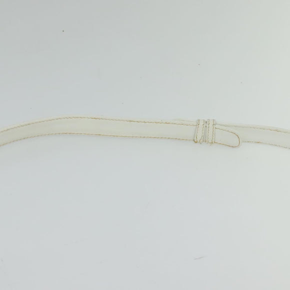 GUCCI Shoulder Bag Leather White Gold Auth hk2861