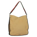 GUCCI Web Sherry Line Shoulder Bag Canvas Beige Silver Red 001 4306 Auth hk2865-1