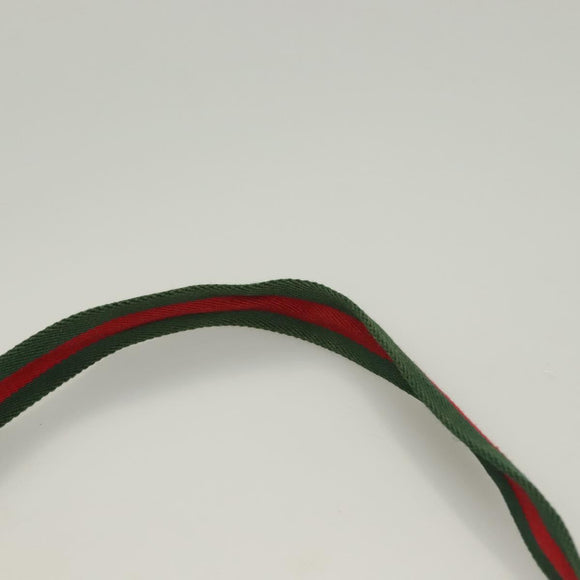 GUCCI Web Sherry Line Shoulder Bag Canvas Beige Silver Red 001 4306 Auth hk2865