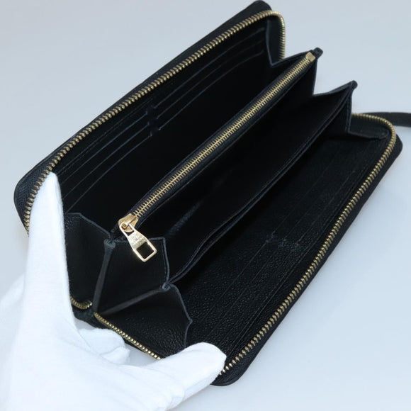 LOUIS VUITTON Monogram Empreinte Zippy Wallet Wallet Black M61864 LV Auth hk2892