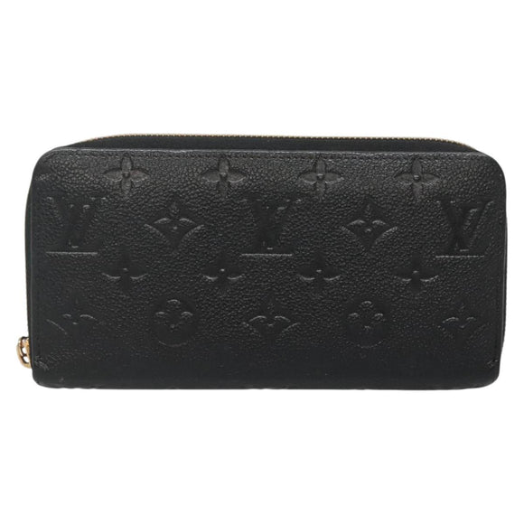 LOUIS VUITTON Monogram Empreinte Zippy Wallet Wallet Black M61864 LV Auth hk2892