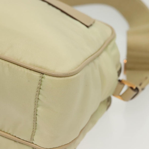 PRADA Shoulder Bag Nylon Beige Gold Auth hk2901