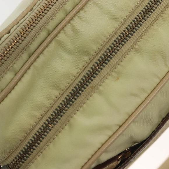PRADA Shoulder Bag Nylon Beige Gold Auth hk2901