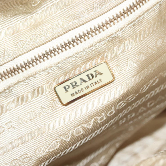 PRADA Shoulder Bag Nylon Beige Gold Auth hk2901