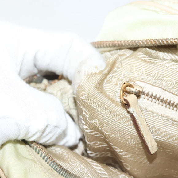 PRADA Shoulder Bag Nylon Beige Gold Auth hk2901