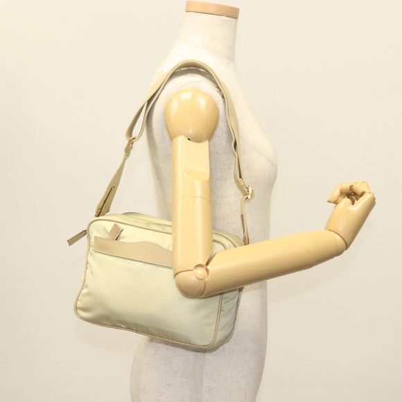 PRADA Shoulder Bag Nylon Beige Gold Auth hk2901