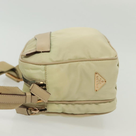 PRADA Shoulder Bag Nylon Beige Gold Auth hk2901