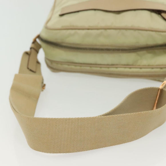 PRADA Shoulder Bag Nylon Beige Gold Auth hk2901