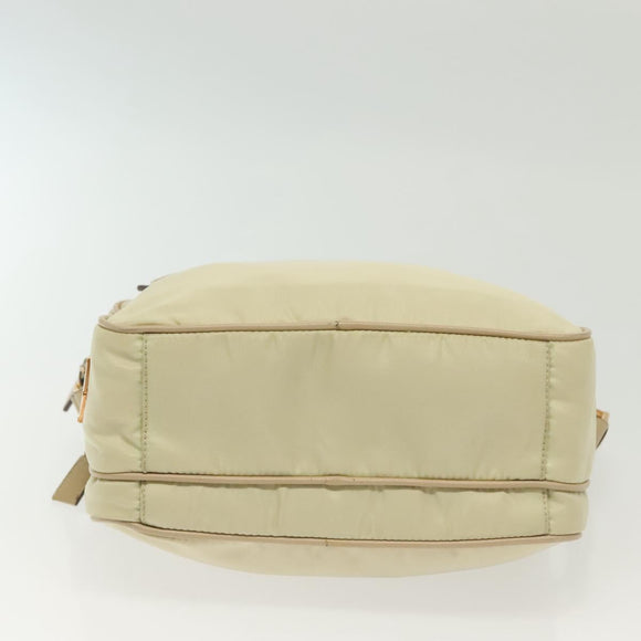 PRADA Shoulder Bag Nylon Beige Gold Auth hk2901